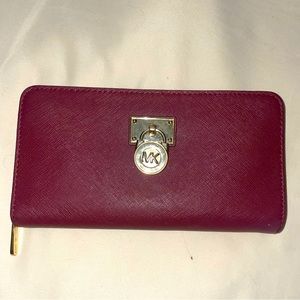 Michael Kors Authentic Leather Wallet Burgandy